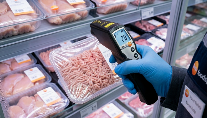 Testo 830-T4 Çift Lazerli Kızılötesi Termometre ile Gıda Rafı Sıcaklık Ölçümü